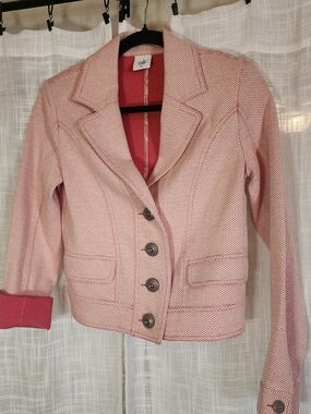 CAbi Pink Textured Blazer Jacket with Contrast Lining SZ XS